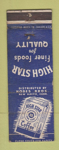 Matchbook Cover - High Star Foods Coffee Hodes Bros New Haven CT WORN