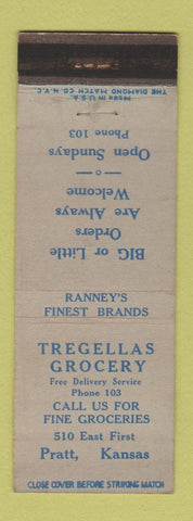 Matchbook Cover - Tregellas Grocery Pratt KS