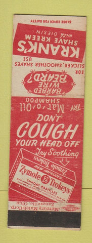 Matchbook Cover - Krank's Shave Cream Zymole Trokeys Cough Drops