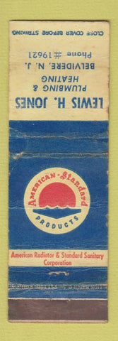 Matchbook Cover - American Standard Products Lewis Jones Belvidere NJ WORN