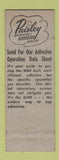 Matchbook Cover - Paisley Adhesive Service Chicago New York City