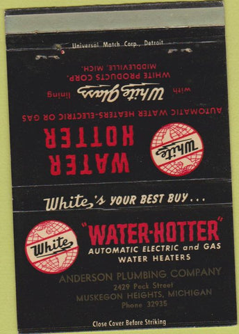 Matchbook Cover - White Water Heaters Muskegon Heights MI 40 Strike