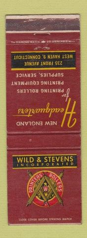 Matchbook Cover - Wild and Stevens Printing Rollers Equipment West Haven CT