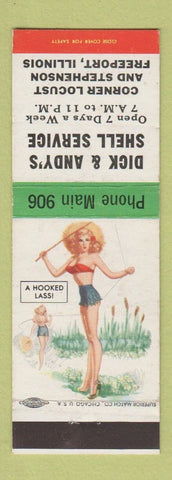 Matchbook Cover - Dick & Andy's Shell oil gas Freeport IL pinup