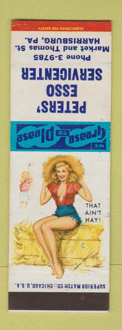 Matchbook Cover - Peters' Esso oil gas Harrisburg PA pinup