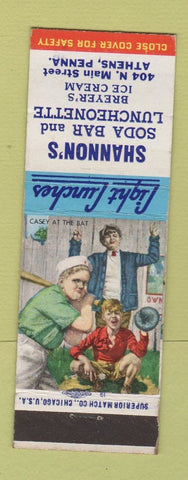 Matchbook Cover - Shannon's Soda Bar Luncheonette Athens PA