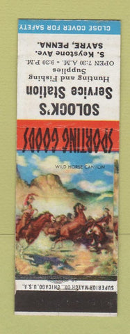 Matchbook Cover - Solock's Service oil gas Fishing Supply Sayre PA