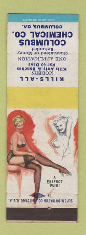 Matchbook Cover - Columbus Chemical Ants Roach Killer Columbus GA pinup WEAR