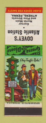 Matchbook Cover - Covey's Atlantic oil gas Athens PA