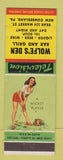 Matchbook Cover - Wolfe's Den Bar Grill New Cumberland PA pinup