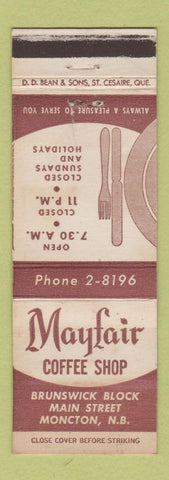 Matchbook Cover - Mayfair Coffee Shop Moncton NB DD Bean