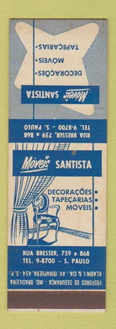 Matchbook Cover - Santista Movies Furniture Decoration Sao Paula Brazil