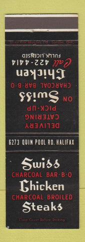 Matchbook Cover - Swiss Charcoal BBQ Halifax NS