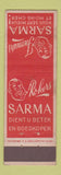Matchbook Cover - Sarma Tobacco Belgium