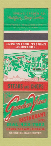 Matchbook Cover - Garden View Restaurant Halifax NS