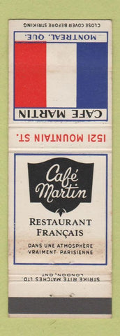 Matchbook Cover - Cafe Martin French Montreal QC WEAR