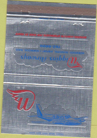 Matchbook Cover - Wiggeins Airways Norwood MA airplane sales 40 Strike