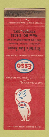 Matchbook Cover - Esso oil gas Stratton's Kenora ON WORN