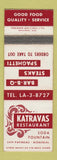 Matchbook Cover - Katravas Restaurant Montreal QC