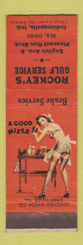 Matchbook Cover - Rockey's Gulf oil gas Indianapolis IN pinup