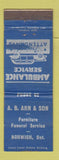 Matchbook Cover - AB Arn & Son Furniture Funeral Ambulance Norwich ON