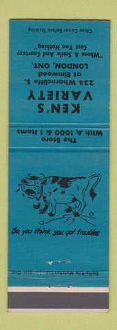 Matchbook Cover - Ken's Variety Store London ON