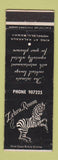 Matchbook Cover - Zebra Room Honolulu Hawaii