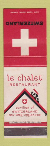 Matchbook Cover - Le Chalet Restaurant 1964 New York World's Fair Switzerland