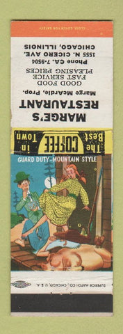 Matchbook Cover - Marge's Restaurant Chicago IL hillbilly