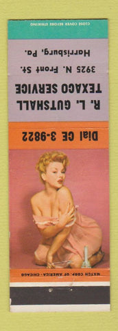 Matchbook Cover - RL Gutshall Texaco oil gas Harrisburg PA pinup