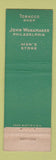 Matchbook Cover - John Wanamaker Tobacco Shop Philadelphia PA WEAR