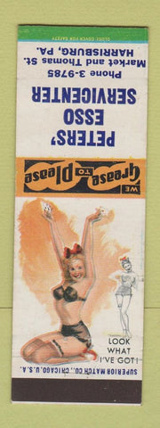 Matchbook Cover - Peters' Esso oil gas Harrisburg PA pinup