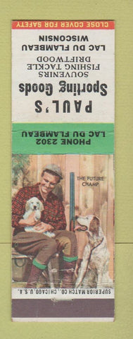Matchbook Cover - Paul's Sporting Goods Lac Du Flambeau WI