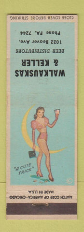 Matchbook Cover - Walkauskas & Keller Beer Distributors Pittsburgh PA pinup
