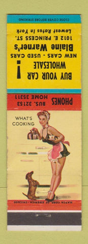 Matchbook Cover - Blaine Warner's Used Cars pinup