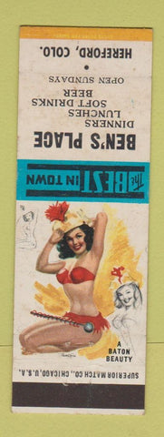 Matchbook Cover - Ben's Place Hereford Colorado pinup WEAR