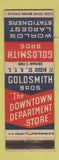 Matchbook Cover - Goldsmith Bros Stationers New York City DD Bean