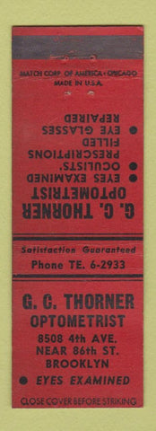 Matchbook Cover - CC Thorner Optometrist Brooklyn NY