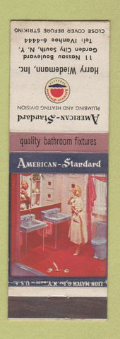 Matchbook Cover - American Standard Plumbing Heating Garden City South NY
