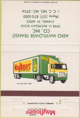 Matchbook Cover - Aero Mayflower trucking Carmel IN 40 Strike