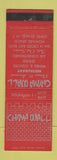 Matchbook Cover - China Wall Chinese Restaurant Long Island NY