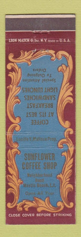 Matchbook Cover - Sunflower Coffee Shop Mastic Beach LI NY