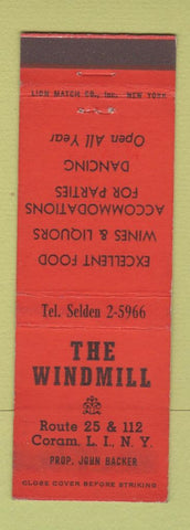 Matchbook Cover - The Windmill Coram LI NY WEAR