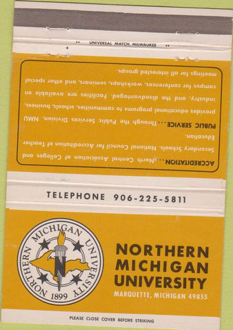 Matchbook Cover - Northern Michigan University Marquette MI 40 Strike
