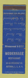 Matchbook Cover - Modernage Restaurant Astoria LI NY