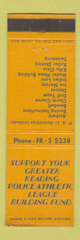 Matchbook Cover - Police Athletic League Reading NY?