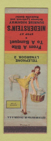Matchbook Cover - Niederstein's Lynbrook NY pinup low phone #