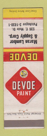 Matchbook Cover - Devoe Paint Maran Lumber Patchogue NY