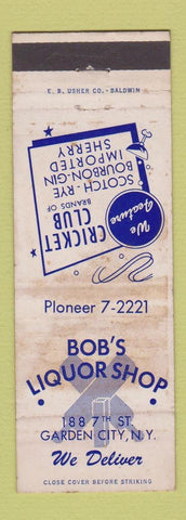 Matchbook Cover - Bob's Liquor Shop Garden City NY WORN