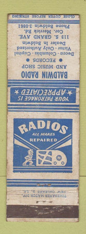 Matchbook Cover - Baldwin Radio Music Shop LPs Baldwin NY WEAR